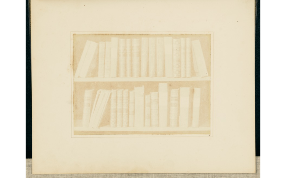 William Henry Fox Talbot (English, 1800 - 1877) A Scene in a Library, 1844, Salted paper print 13.1 × 17.8 cm (5 3/16 × 7 in.) The J. Paul Getty Museum, Los Angeles